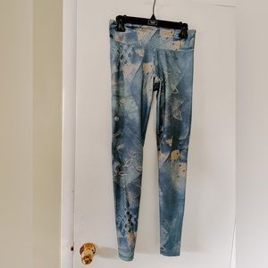 Blue and Yellow patchy leggings